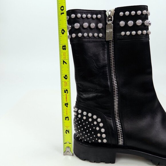Alexander McQueen Studded Lug Sole Mid-Calf Leather Boots Made in Italy - Picture 10 of 11